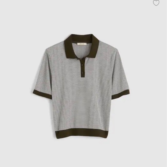 Madewell Striped Shrunken Polo Tee - M - Picture 2 of 3